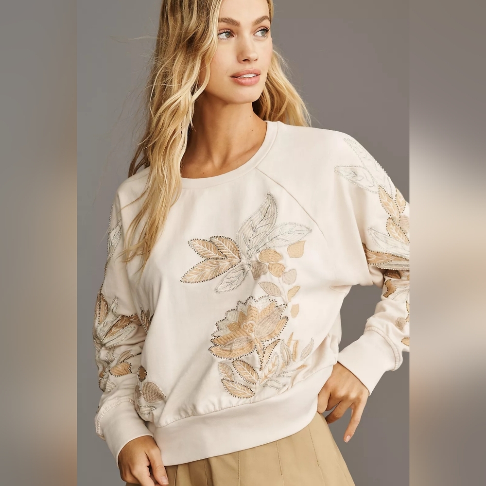 Anthropologie Cream Knit Top - Size L